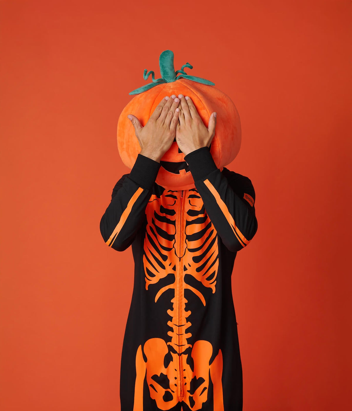 Men's Pumpkin Head Skeleton Costume