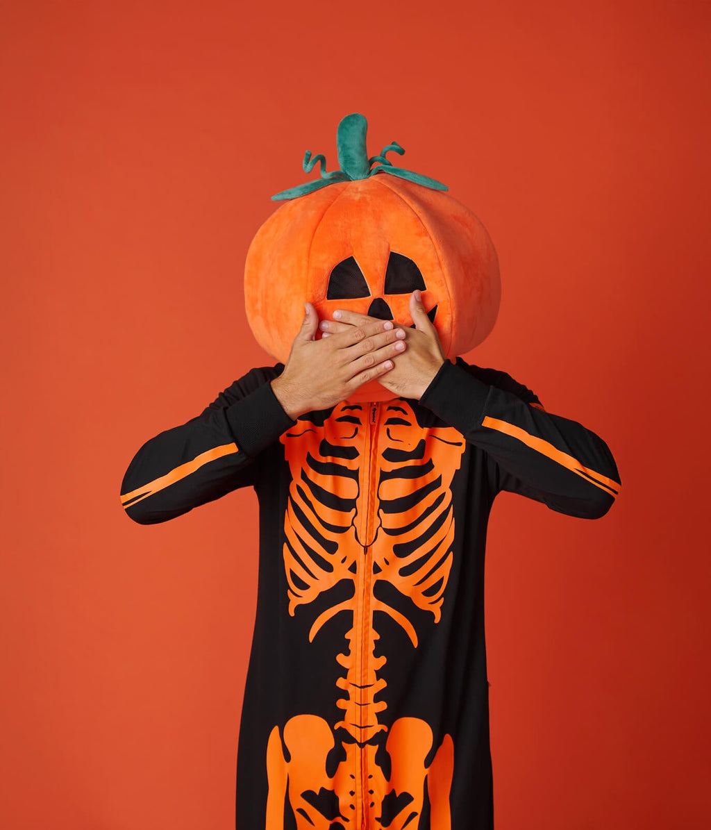 Men's Pumpkin Head Skeleton Costume
