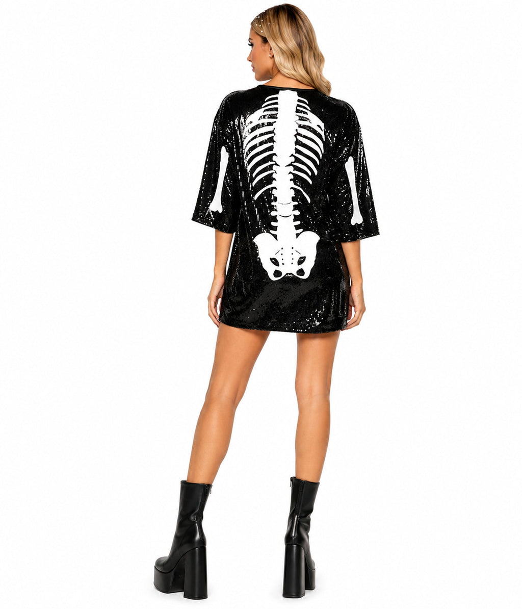 Sequined Skeleton Costume Dress
