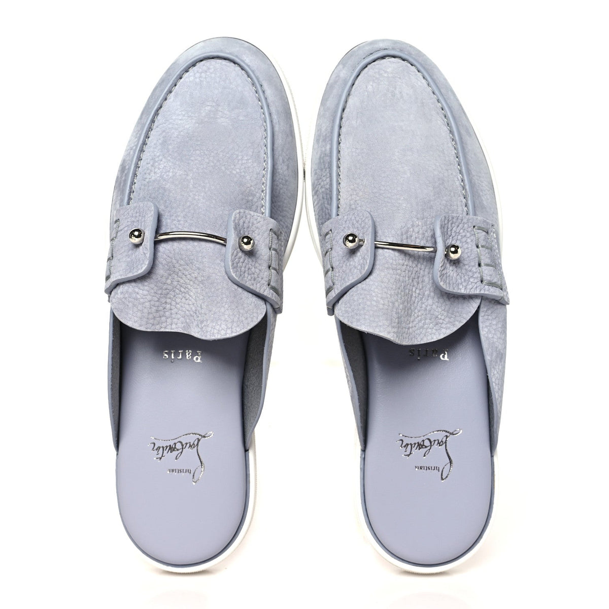 Nubuck Chanme Donna Flat Boat Flats  40.5 Jumbo Grey