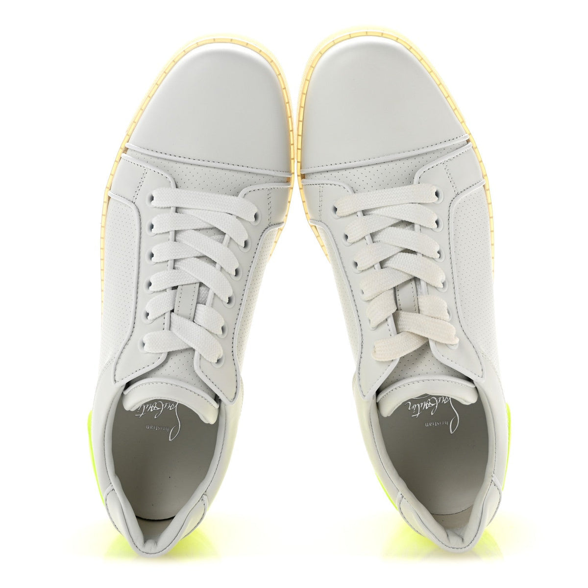 Calfskin Perforated Nappa Womens Fun Vieira Orlato Flat Sneakers 39 Bianco Fluo Yellow