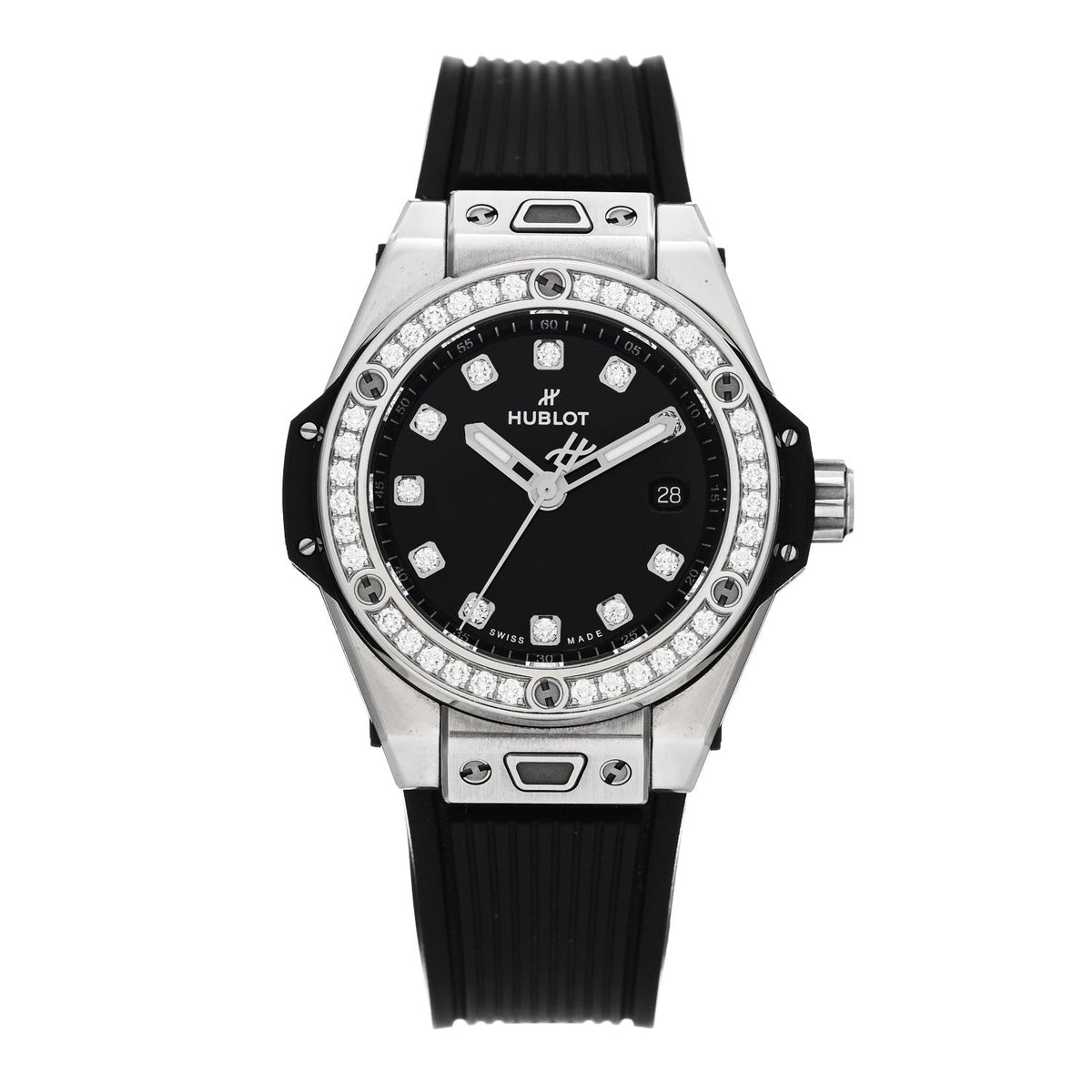Stainless Steel Rubber Diamond Bezel 33mm Big Bang One Click Automatic Watch Black 485.SX.1270.RX