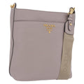 PRADA Shoulder Bag Taurillon Leather Gray Gold 1BE066 Auth am12351SAM