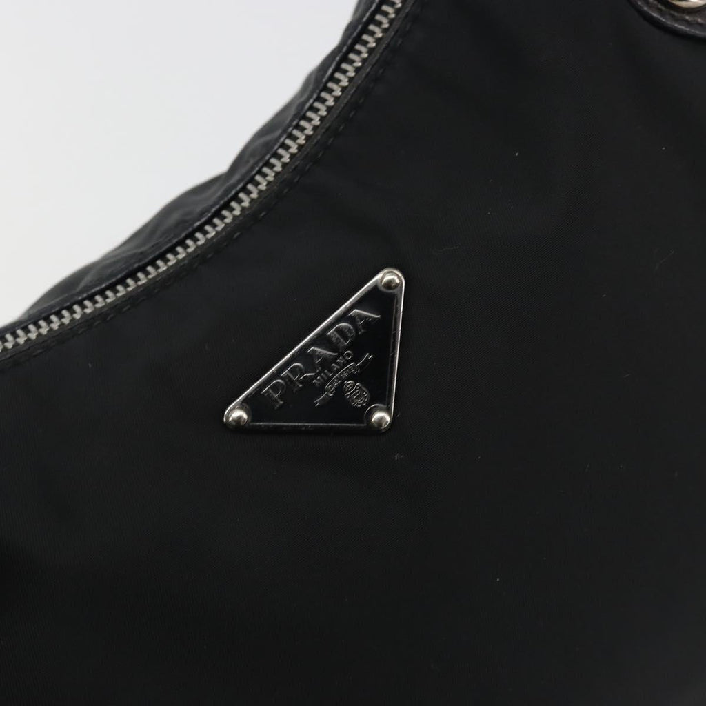 PRADA Shoulder Bag Nylon Leather Black Silver Auth am12415V