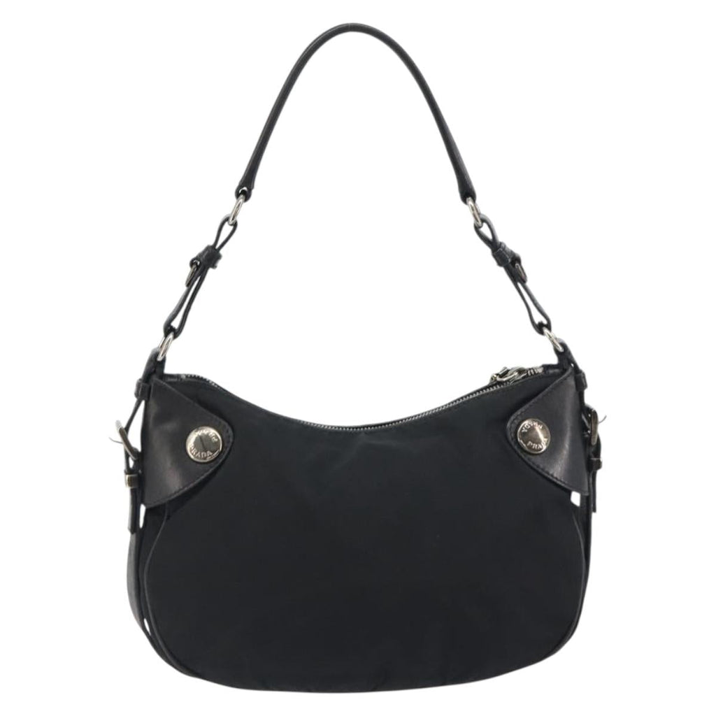PRADA Shoulder Bag Nylon Leather Black Silver Auth am12415V