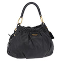 PRADA Shoulder Bag Leather Black Gold Auth am12560V