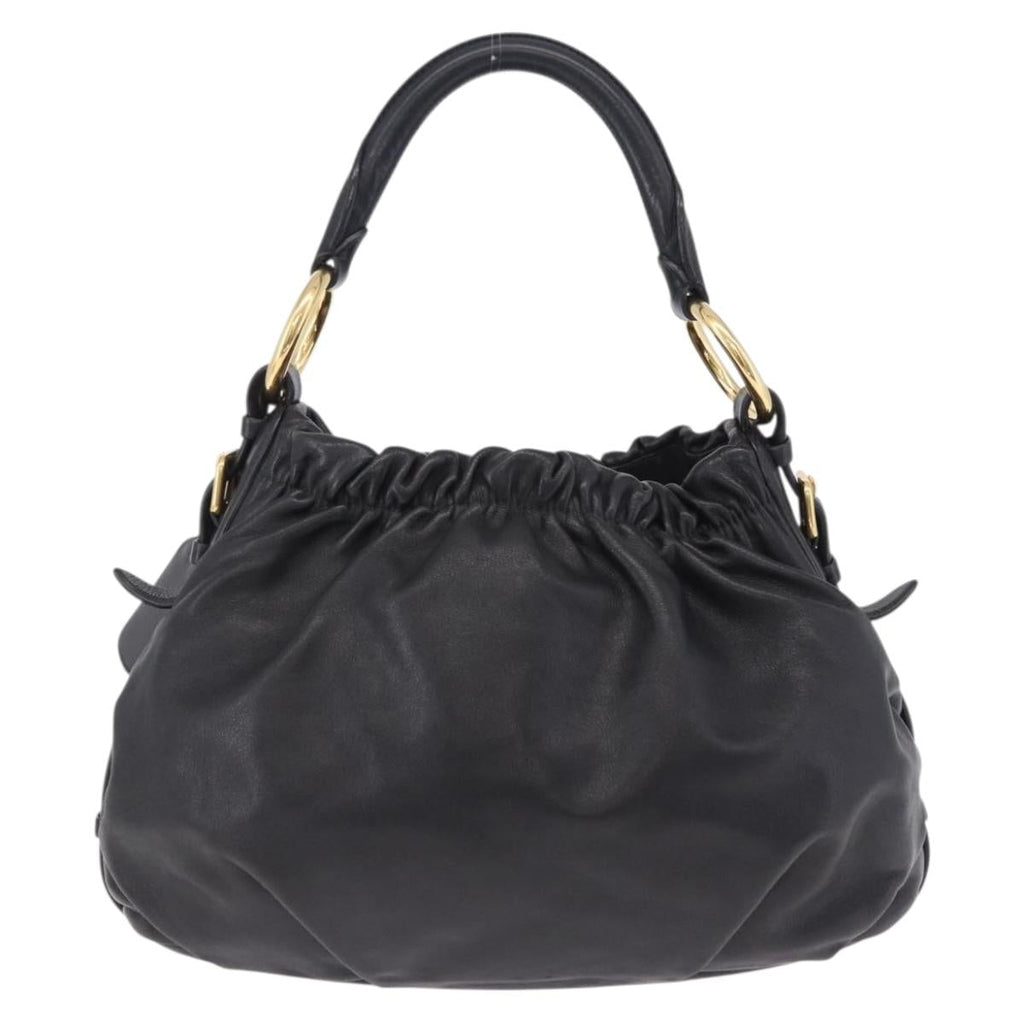 PRADA Shoulder Bag Leather Black Gold Auth am12560V