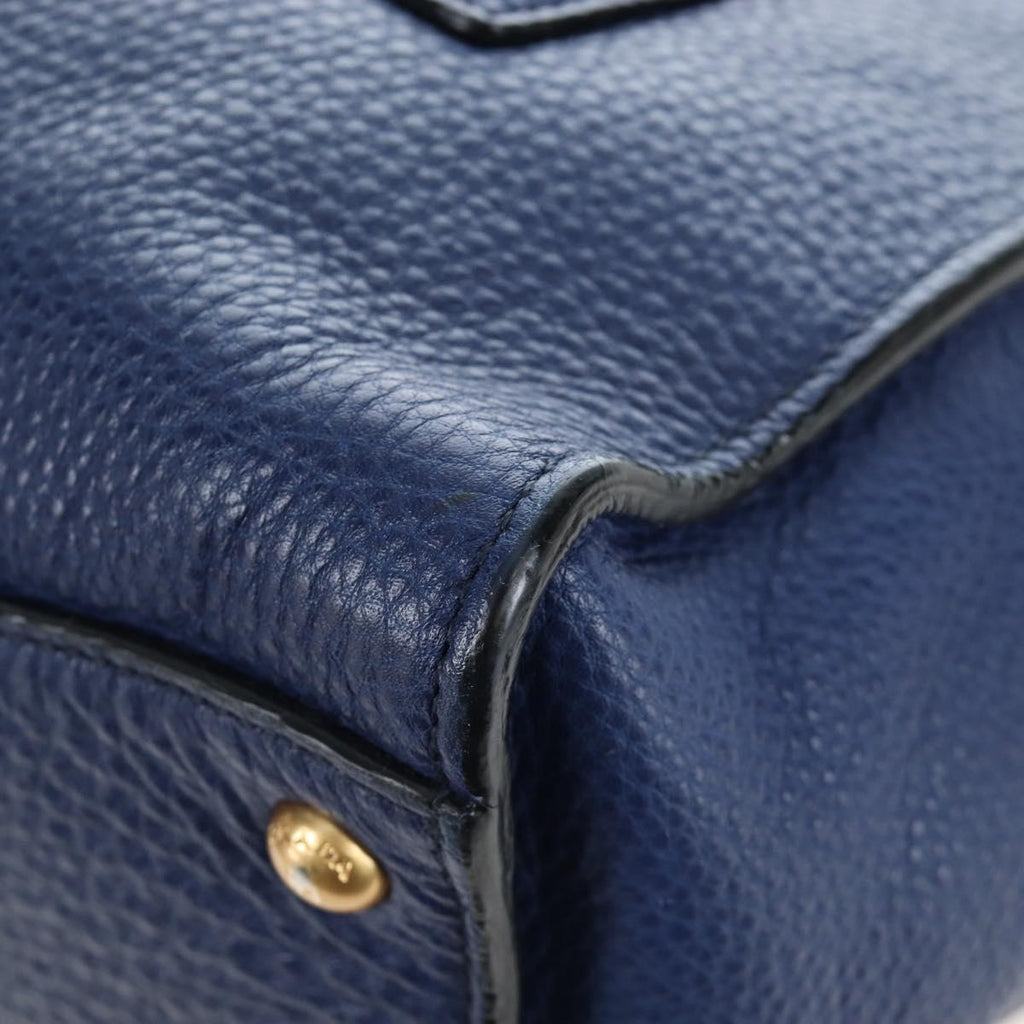 PRADA Ready lock Hand Bag Taurillon Clemence Leather 2way Blue Auth am12570V