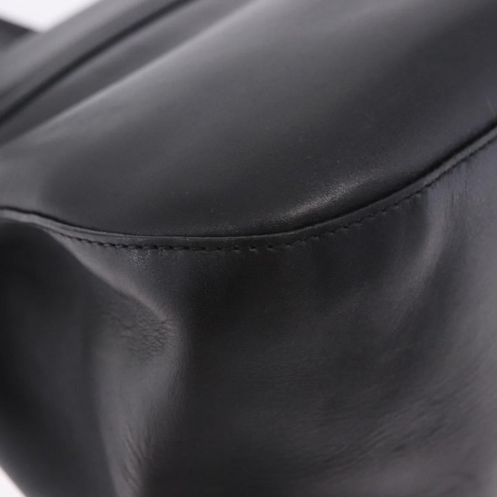 PRADA Chain Shoulder Bag Leather Black Gold Auth am12576V