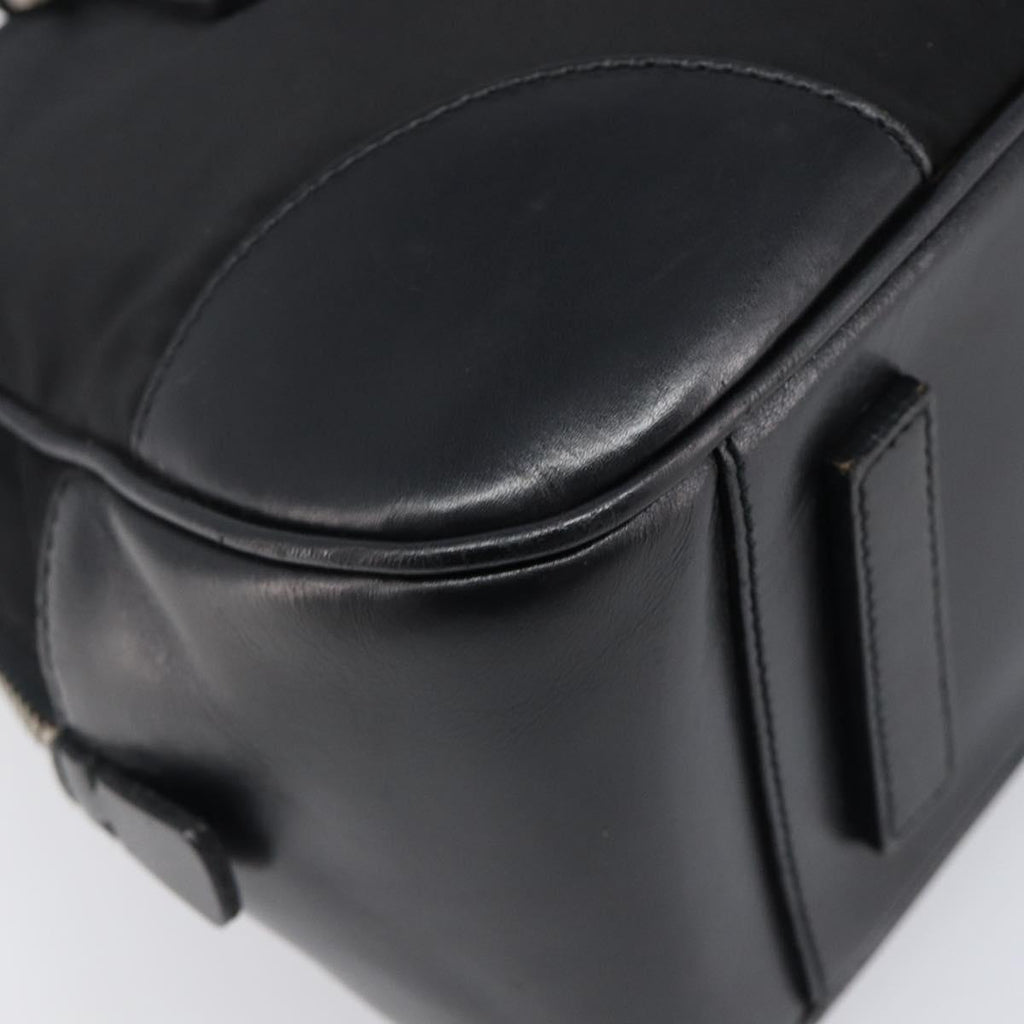 PRADA Hand Bag Nylon Leather Black Silver Auth am12578V