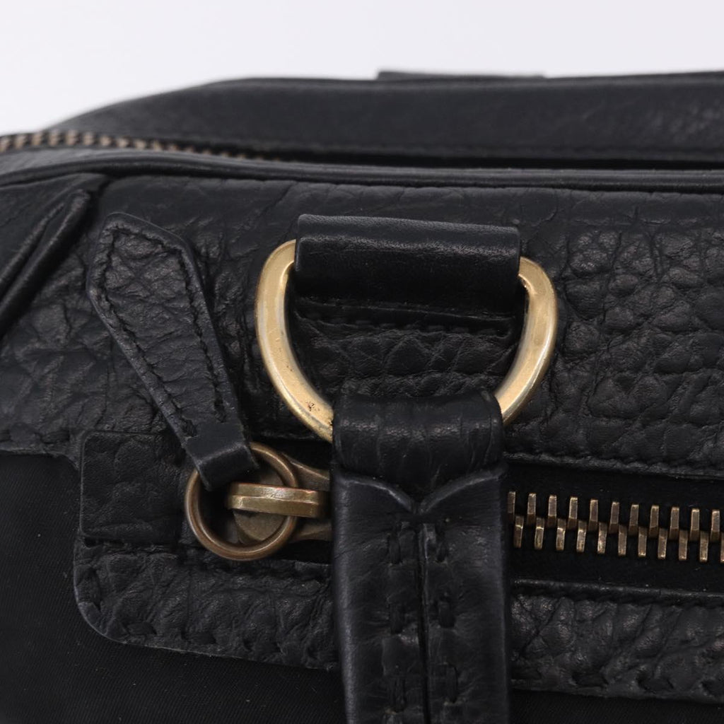 PRADA Shoulder Bag Leather nylon Black Gold Auth am12600V