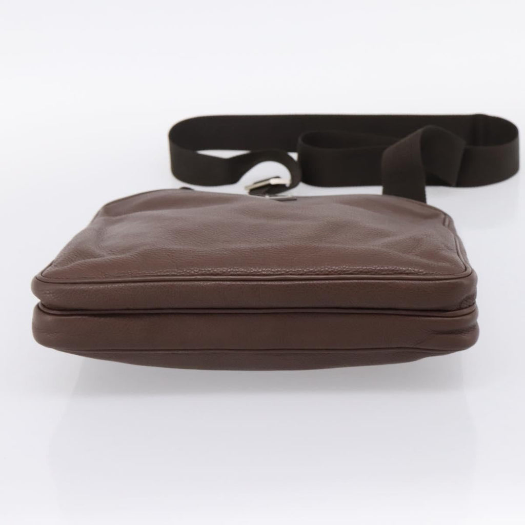 PRADA Shoulder Bag Taurillon Leather Brown Silver Auth am12669V