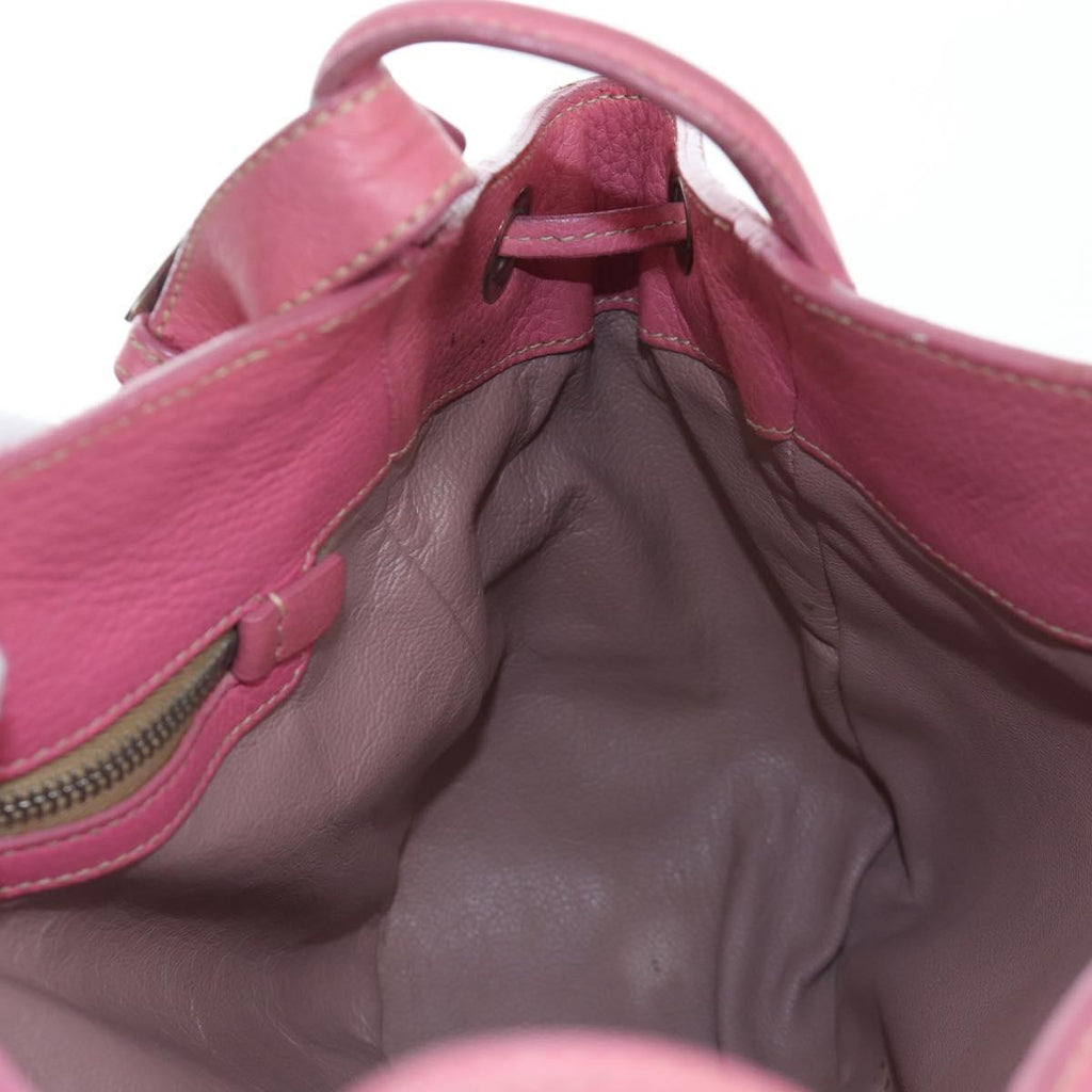 PRADA Shoulder Bag Raffia Beige Pink Silver Auth am12710V