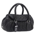 PRADA Hand Bag Leather Black Silver BN1235 Auth am12716A