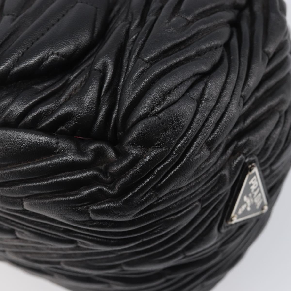PRADA Hand Bag Leather Black Silver BN1235 Auth am12716A