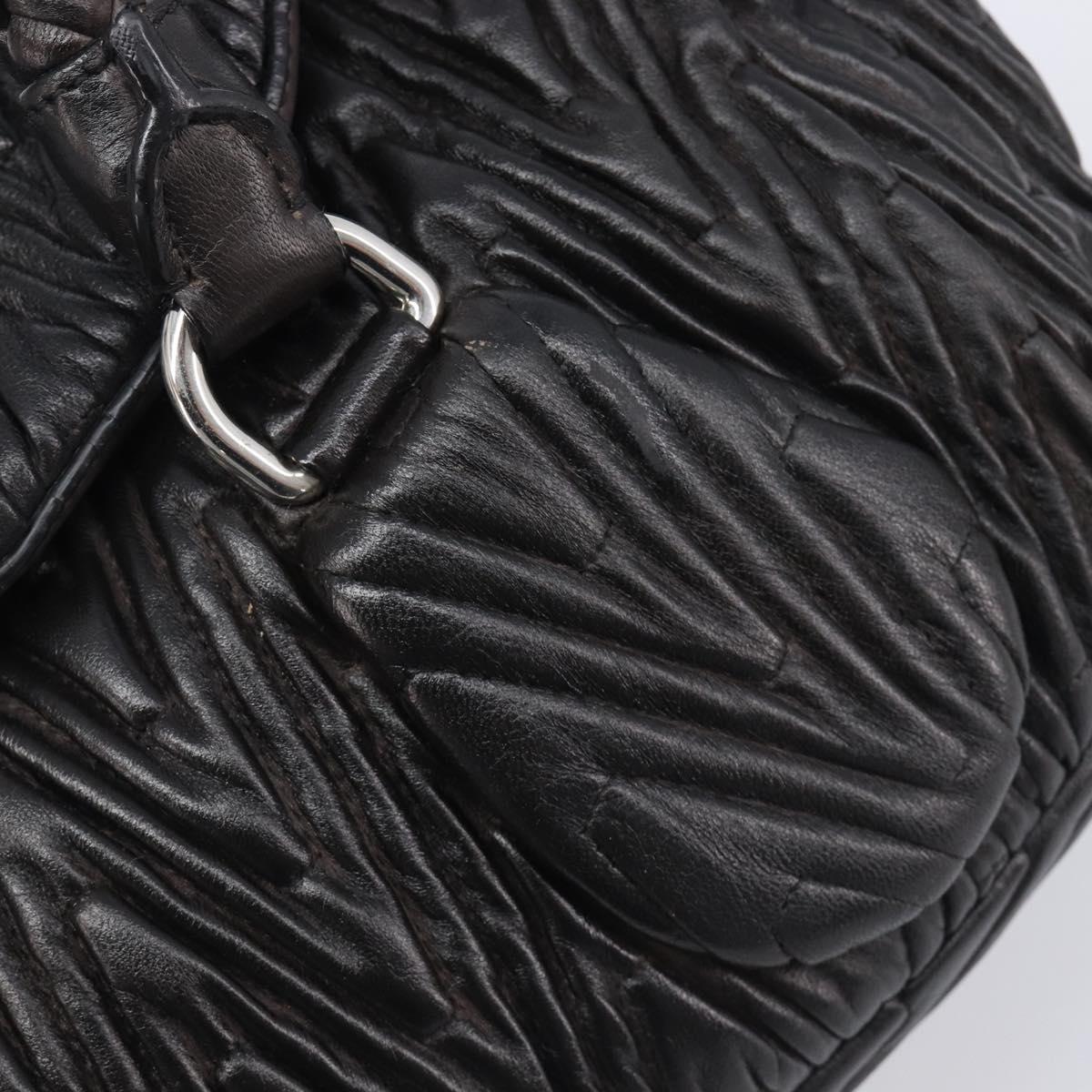 PRADA Hand Bag Leather Black Silver BN1235 Auth am12716A