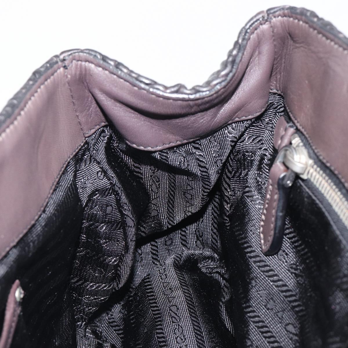 PRADA Hand Bag Leather Black Silver BN1235 Auth am12716A
