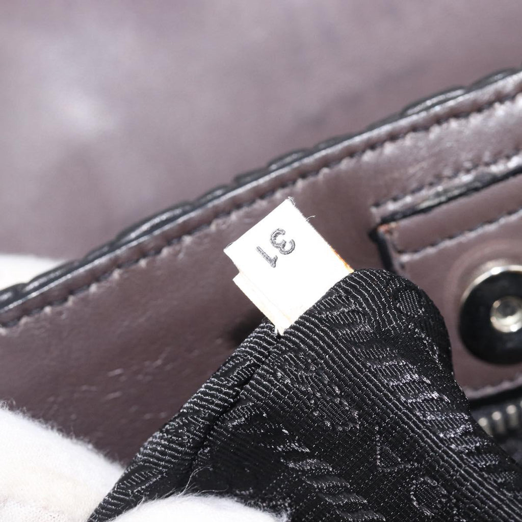 PRADA Hand Bag Leather Black Silver BN1235 Auth am12716A