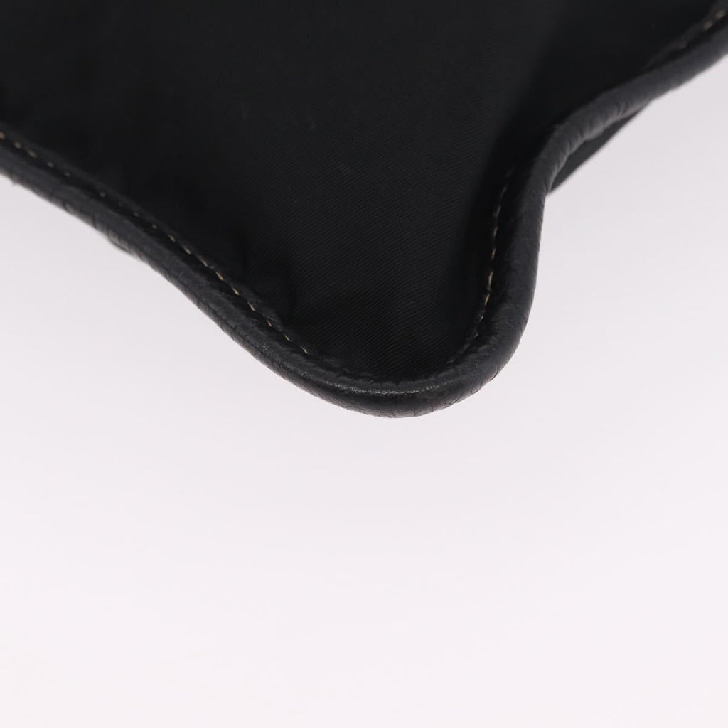 PRADA Tote Bag Nylon Leather Black Silver Auth am12735A