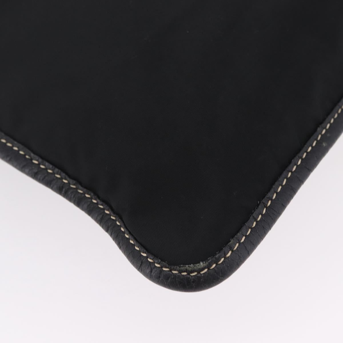 PRADA Tote Bag Nylon Leather Black Silver Auth am12735A