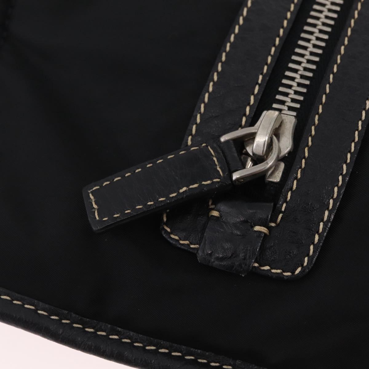 PRADA Tote Bag Nylon Leather Black Silver Auth am12735A