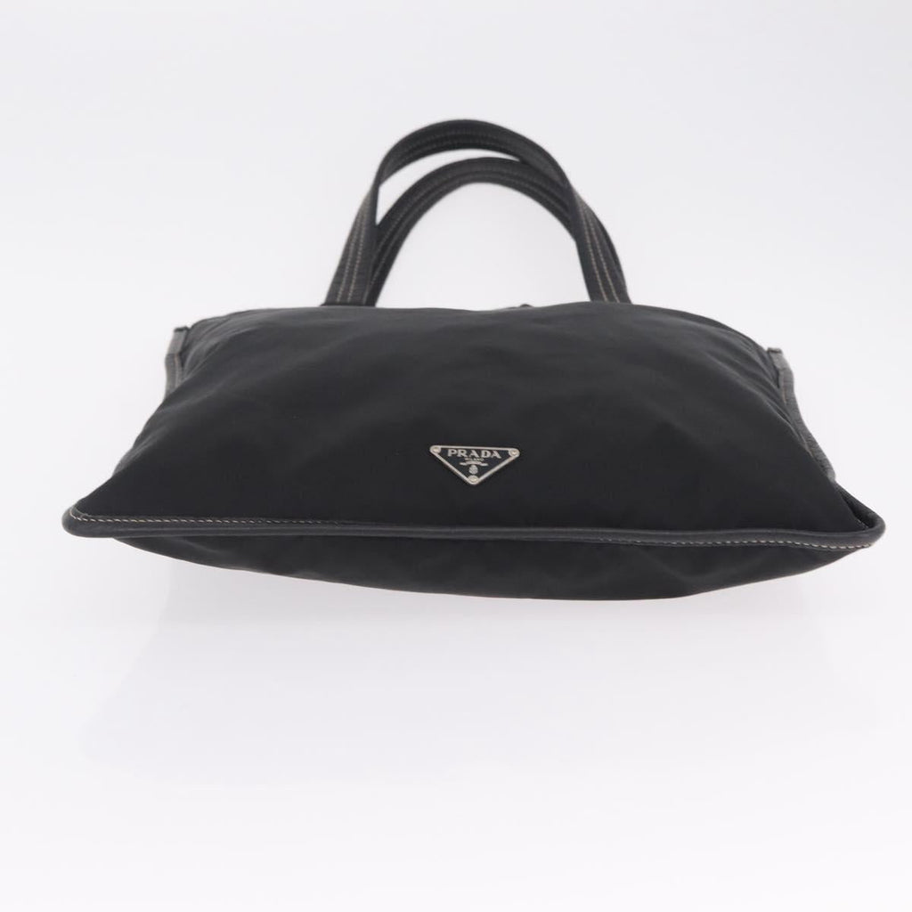 PRADA Tote Bag Nylon Leather Black Silver Auth am12735A