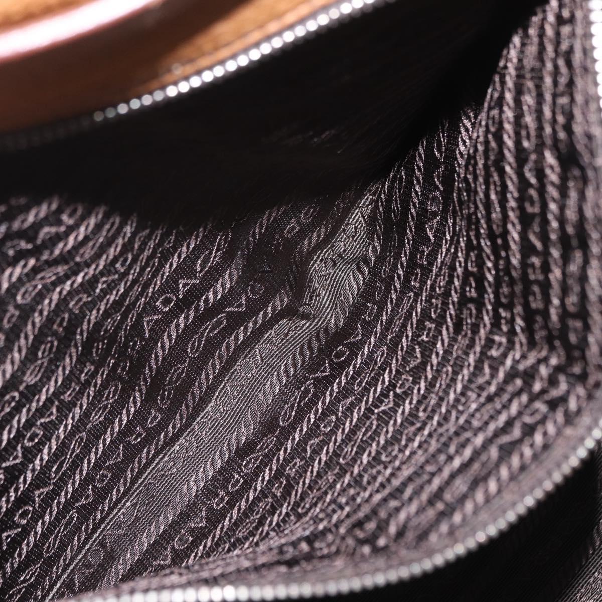 PRADA Shoulder Bag Leather Brown Silver Auth am12821V