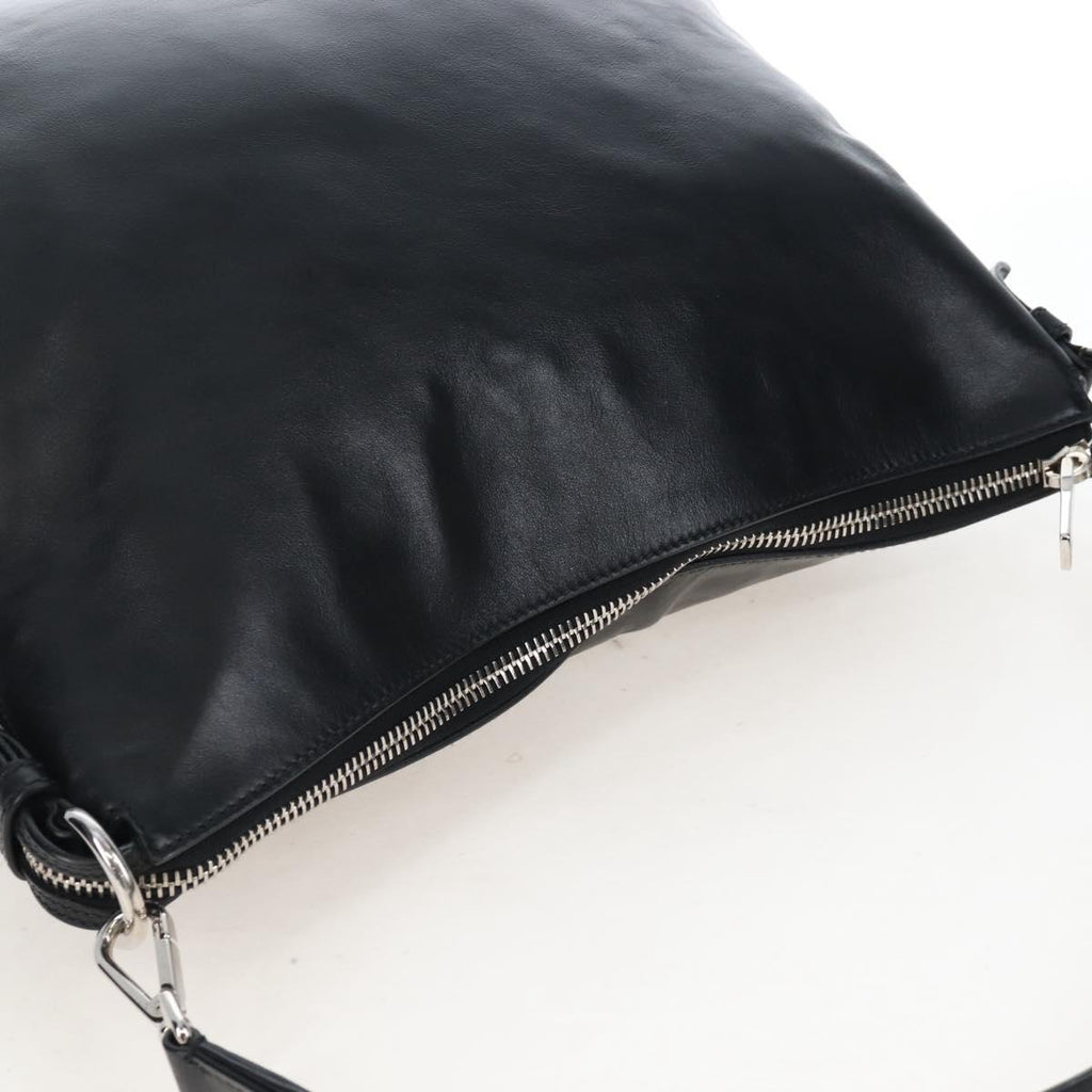 PRADA Shoulder Bag Leather Black Silver Auth am12823SAM