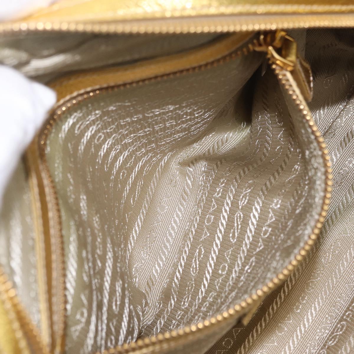 PRADA Chain Hand Bag Raffia Beige Gold Tone BL0352 Auth am12833M