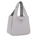 PRADA Vittelodanoy Hand Bag Leather Gray Silver Auth am12842A