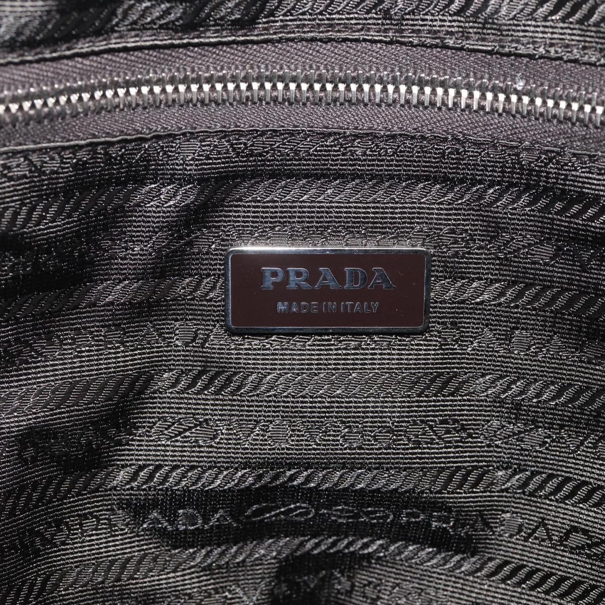 PRADA Boston Bag Nylon Khaki Silver Auth am12844A