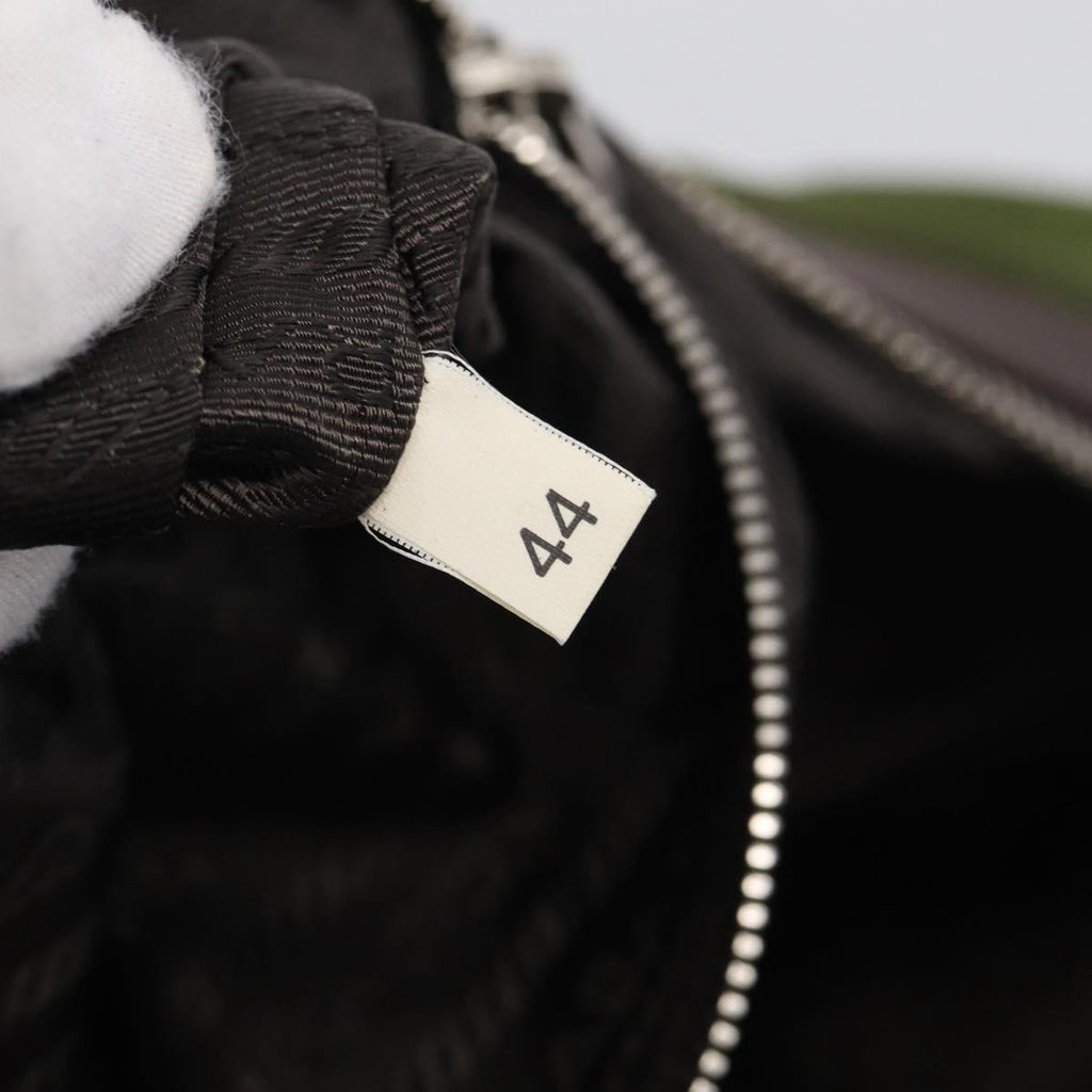PRADA Boston Bag Nylon Khaki Silver Auth am12844A