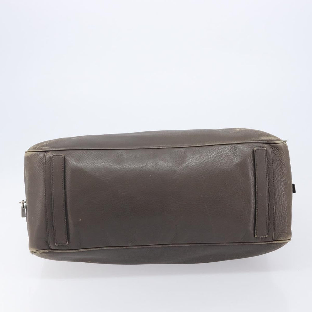 PRADA Boston Bag Leather Gray Silver Auth am12847