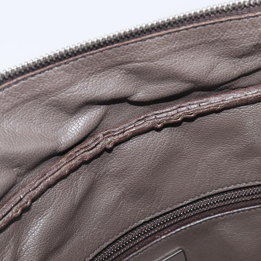 PRADA Boston Bag Leather Gray Silver Auth am12847