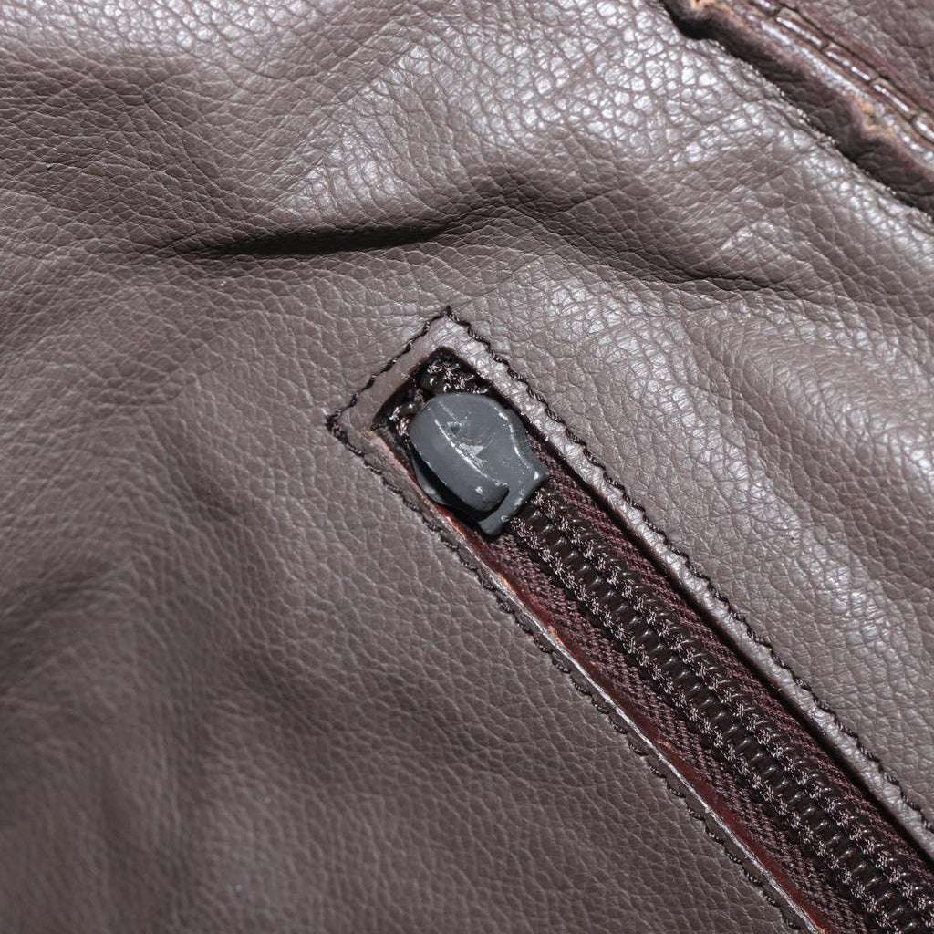 PRADA Boston Bag Leather Gray Silver Auth am12847