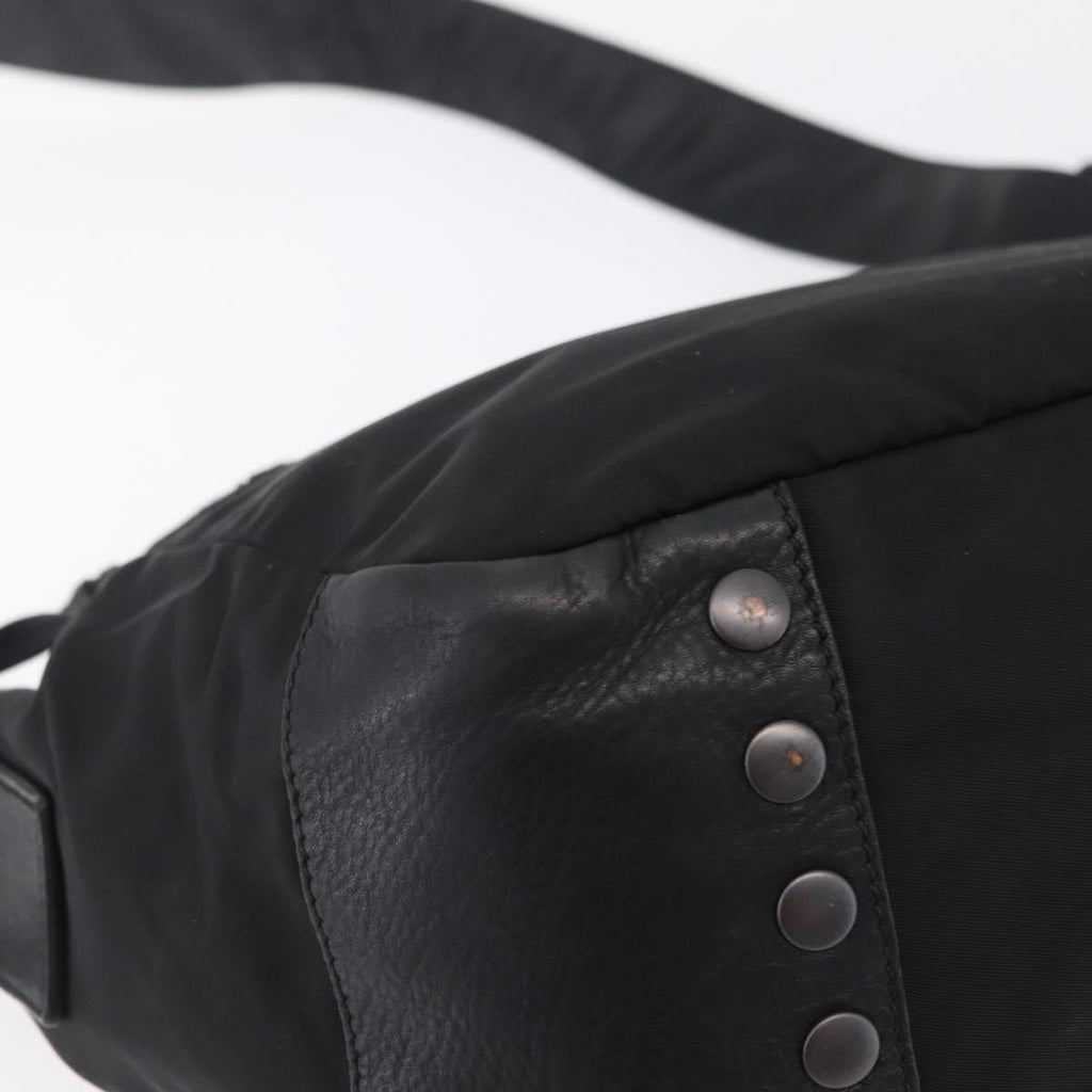 PRADA Studs Shoulder Bag Nylon Black Silver Auth am12849A