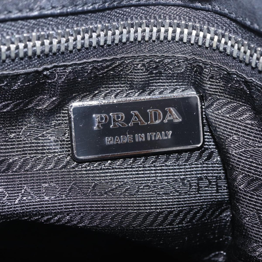 PRADA Studs Shoulder Bag Nylon Black Silver Auth am12849A