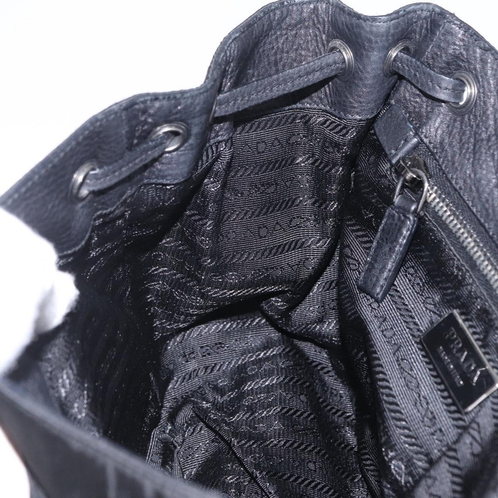 PRADA Studs Shoulder Bag Nylon Black Silver Auth am12849A