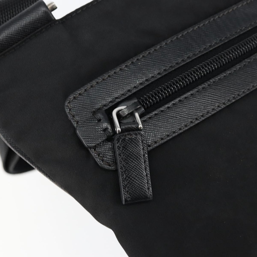PRADA Shoulder Bag Nylon Black Gold Auth am9670