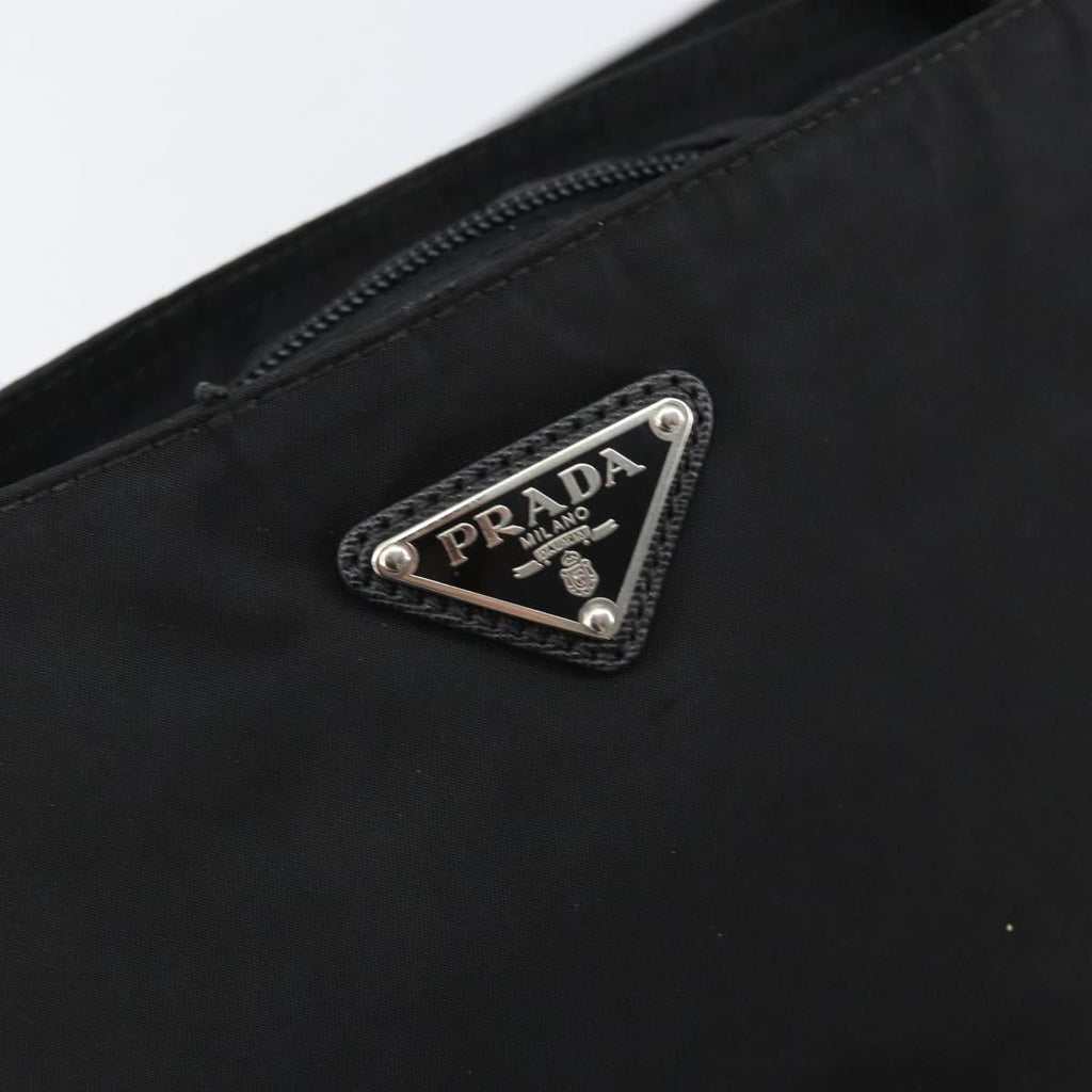 PRADA Shoulder Bag Nylon Black Gold Auth am9670