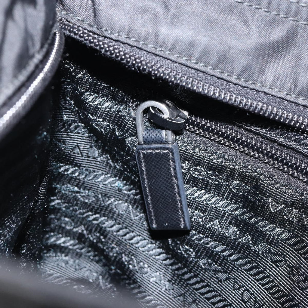 PRADA Shoulder Bag Nylon Black Gold Auth am9670