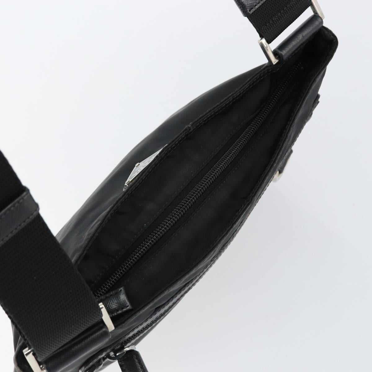 PRADA Shoulder Bag Nylon Black Gold Auth am9670