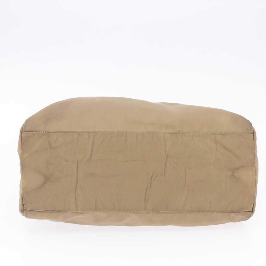 PRADA Hand Bag Nylon Beige Auth ar14168