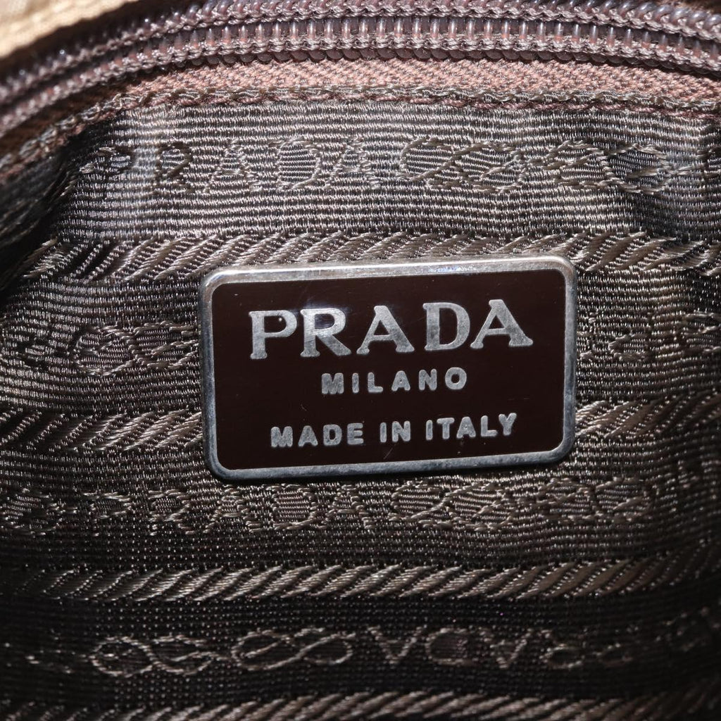 PRADA Hand Bag Nylon Beige Auth ar14168