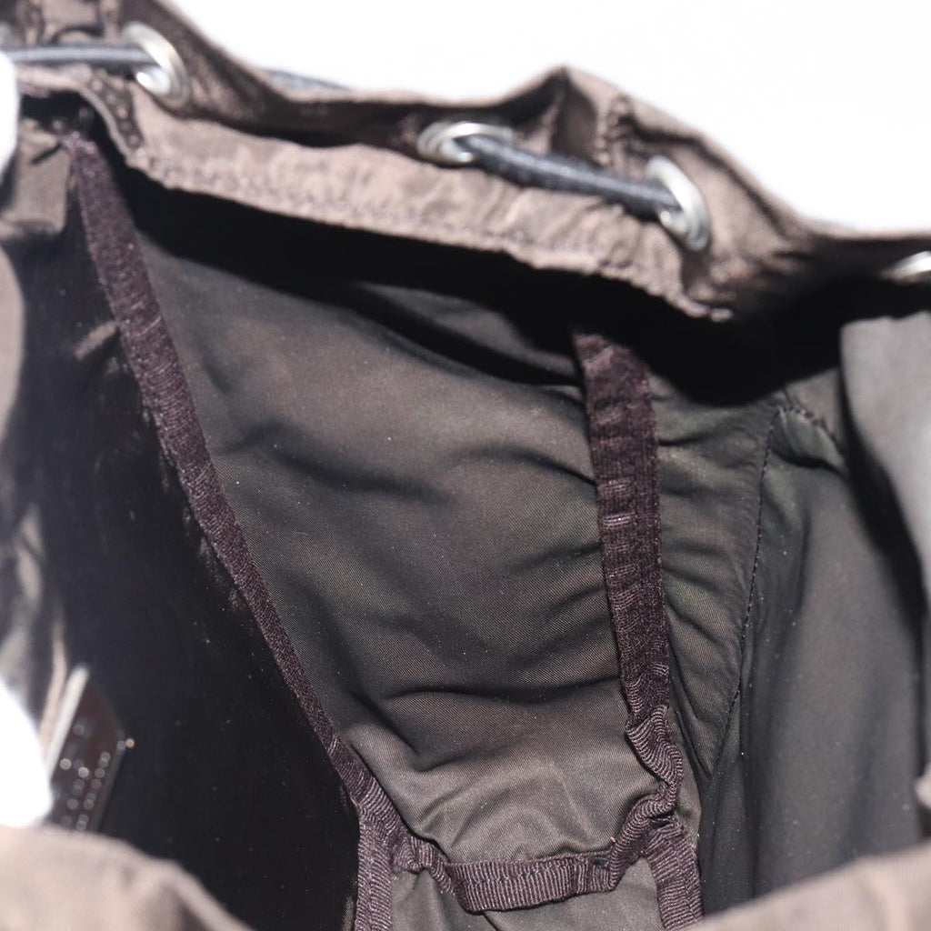 PRADA Backpack Nylon Khaki Silver Auth ar14290
