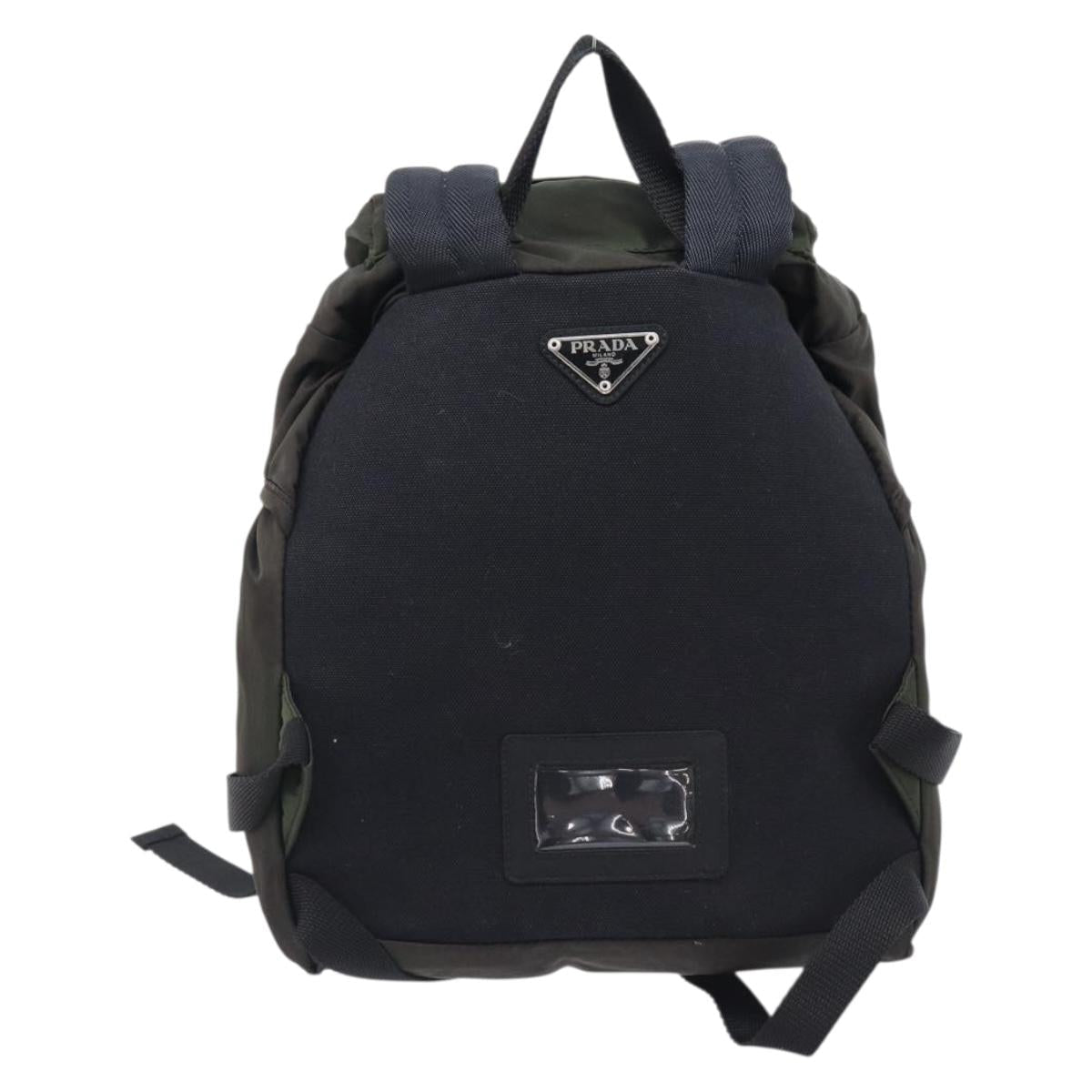 PRADA Backpack Nylon Khaki Silver Auth ar14290
