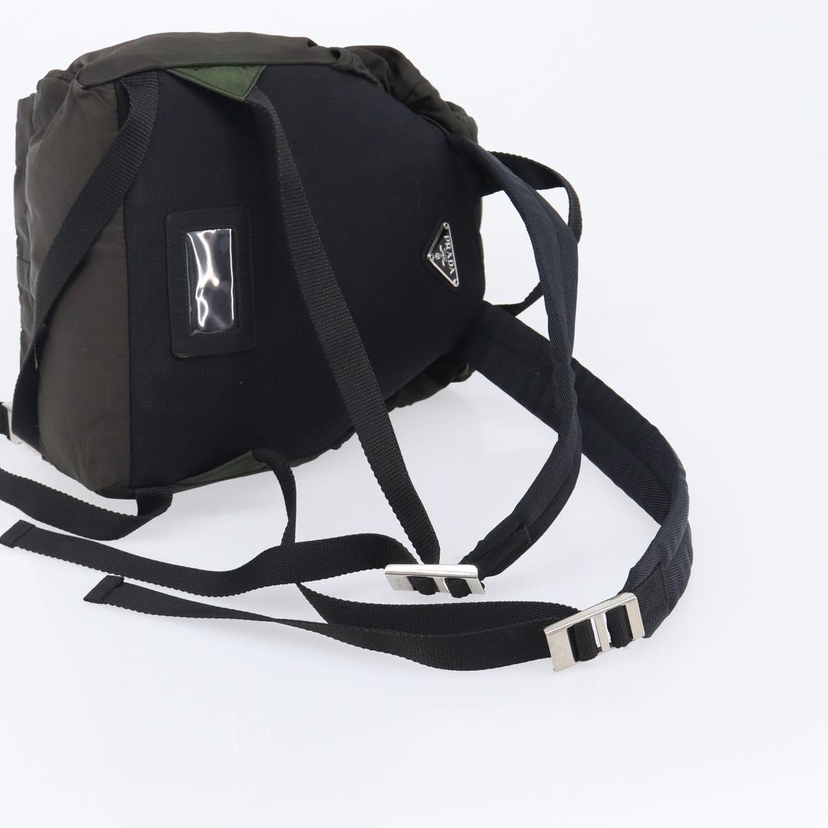 PRADA Backpack Nylon Khaki Silver Auth ar14290