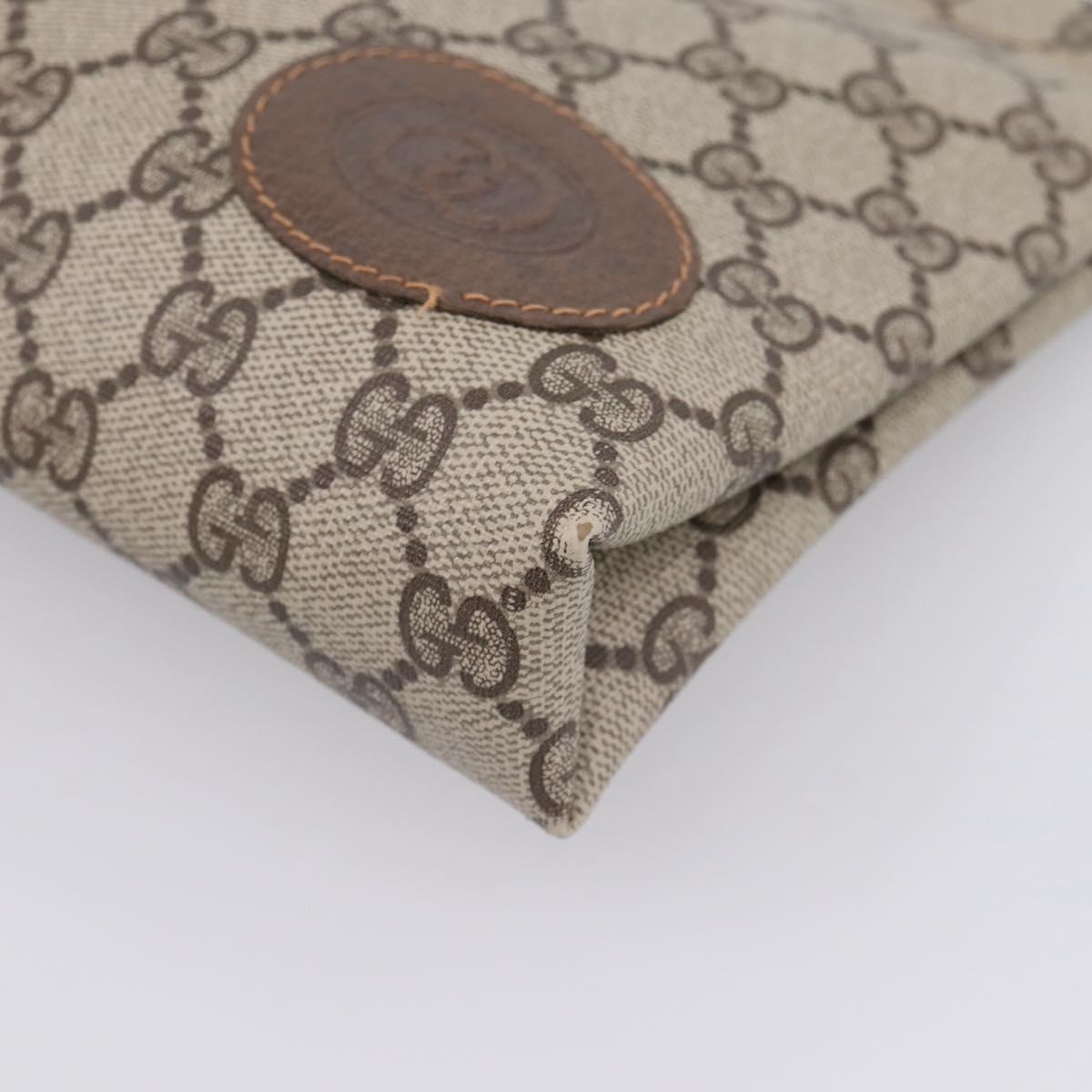 GUCCI GG Supreme Clutch Bag PVC Beige Gold 67 039 5229 Auth ar14346