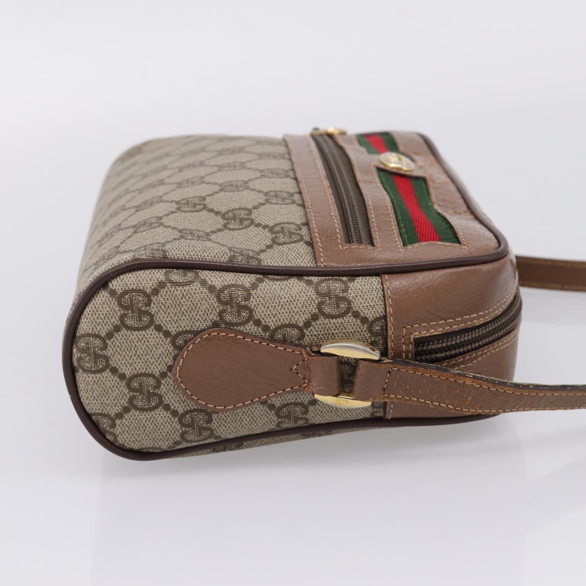 GUCCI GG Supreme Web Sherry Line Bag PVC Beige Gold 001 44 6655 Auth ar14362
