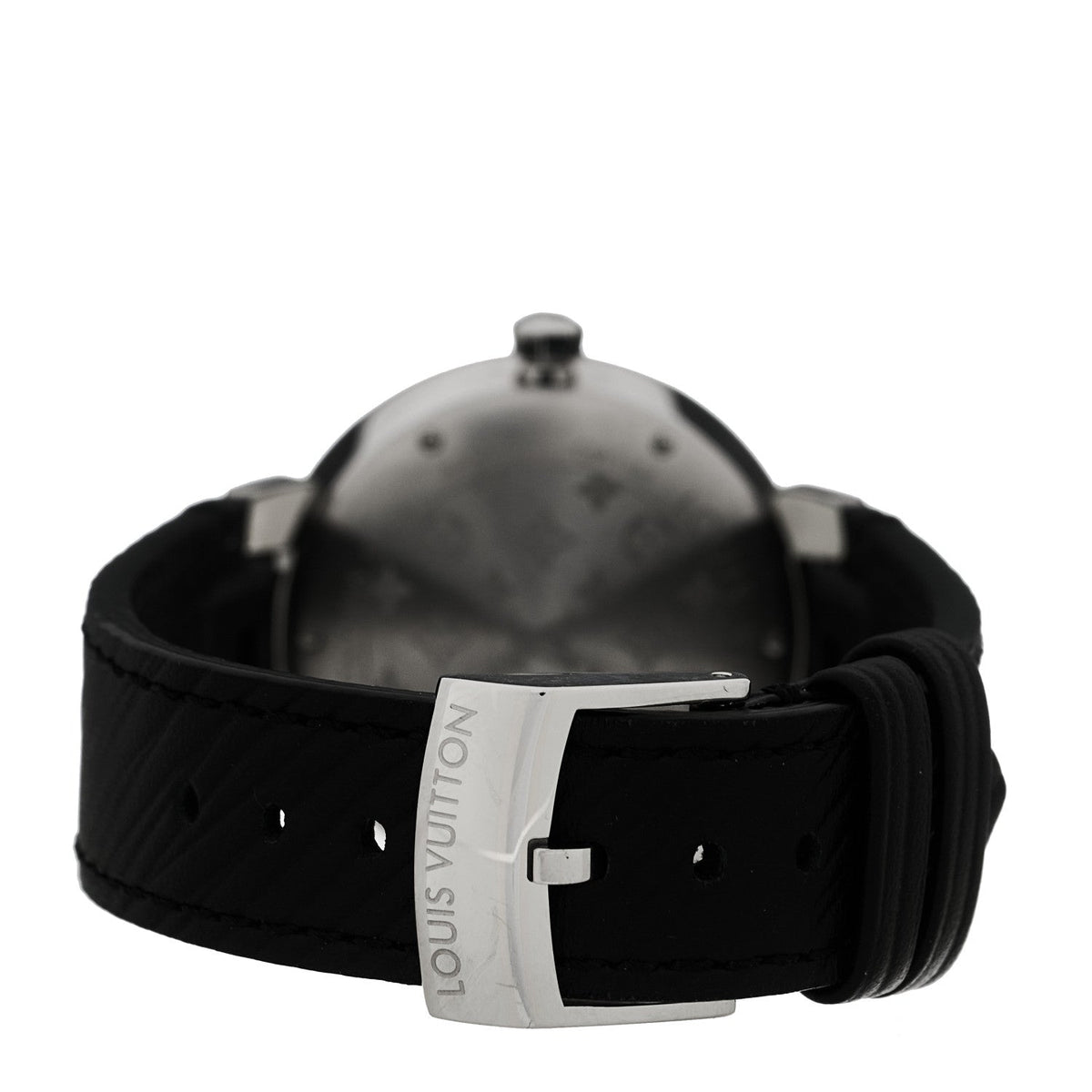 Stainless Steel Epi Diamond 33mm Tambour Slim Quartz Watch Black